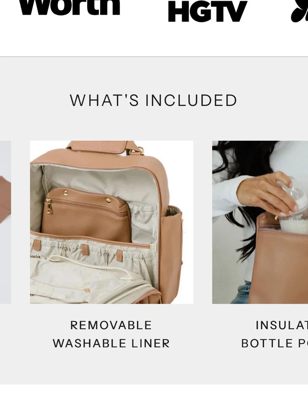 Ayla & Co tan Baby Bag Backpack - Convertible Diaper Tote